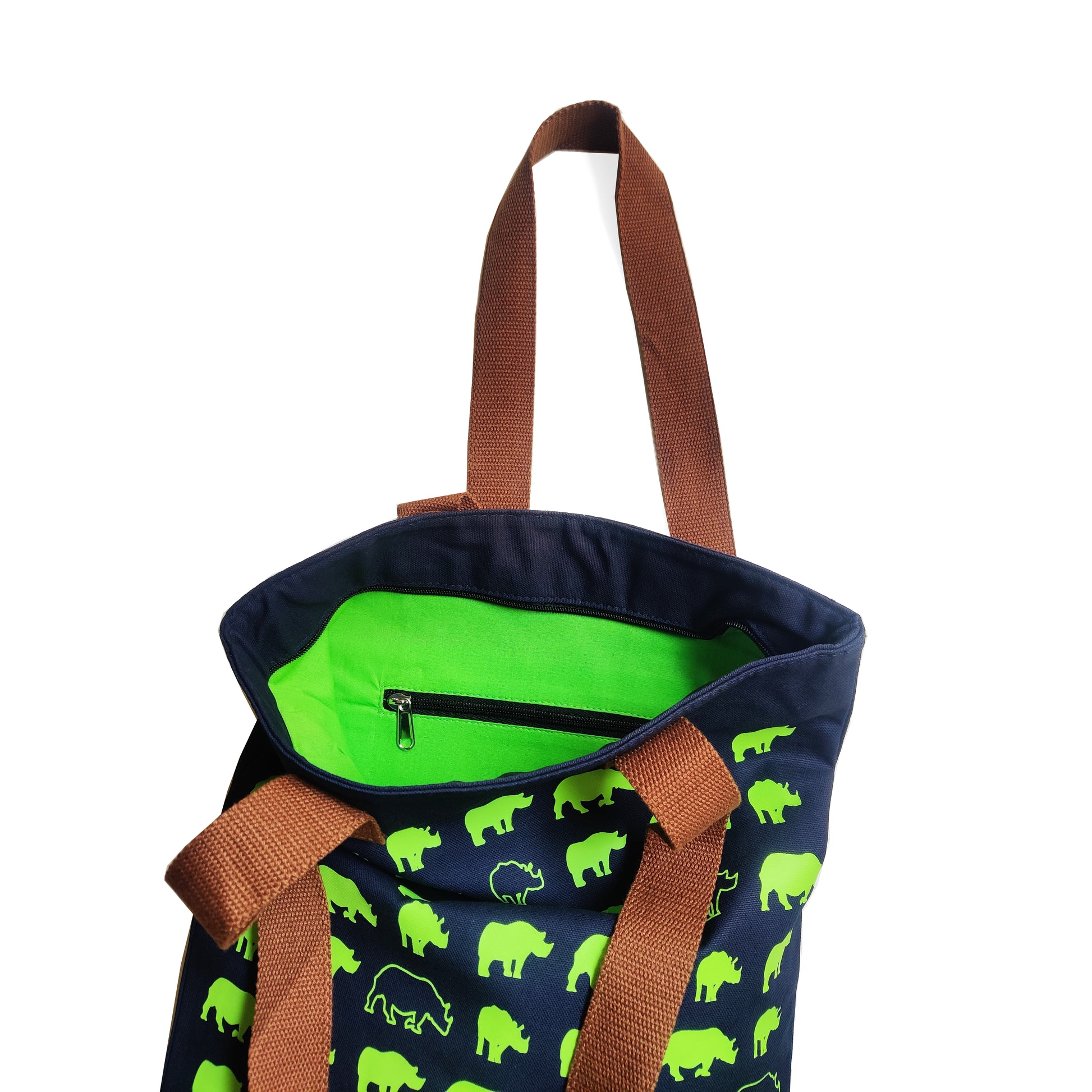 Assam Rhino Navy Blue Canvas Tote Bag - NEST by Arpit Agarwal