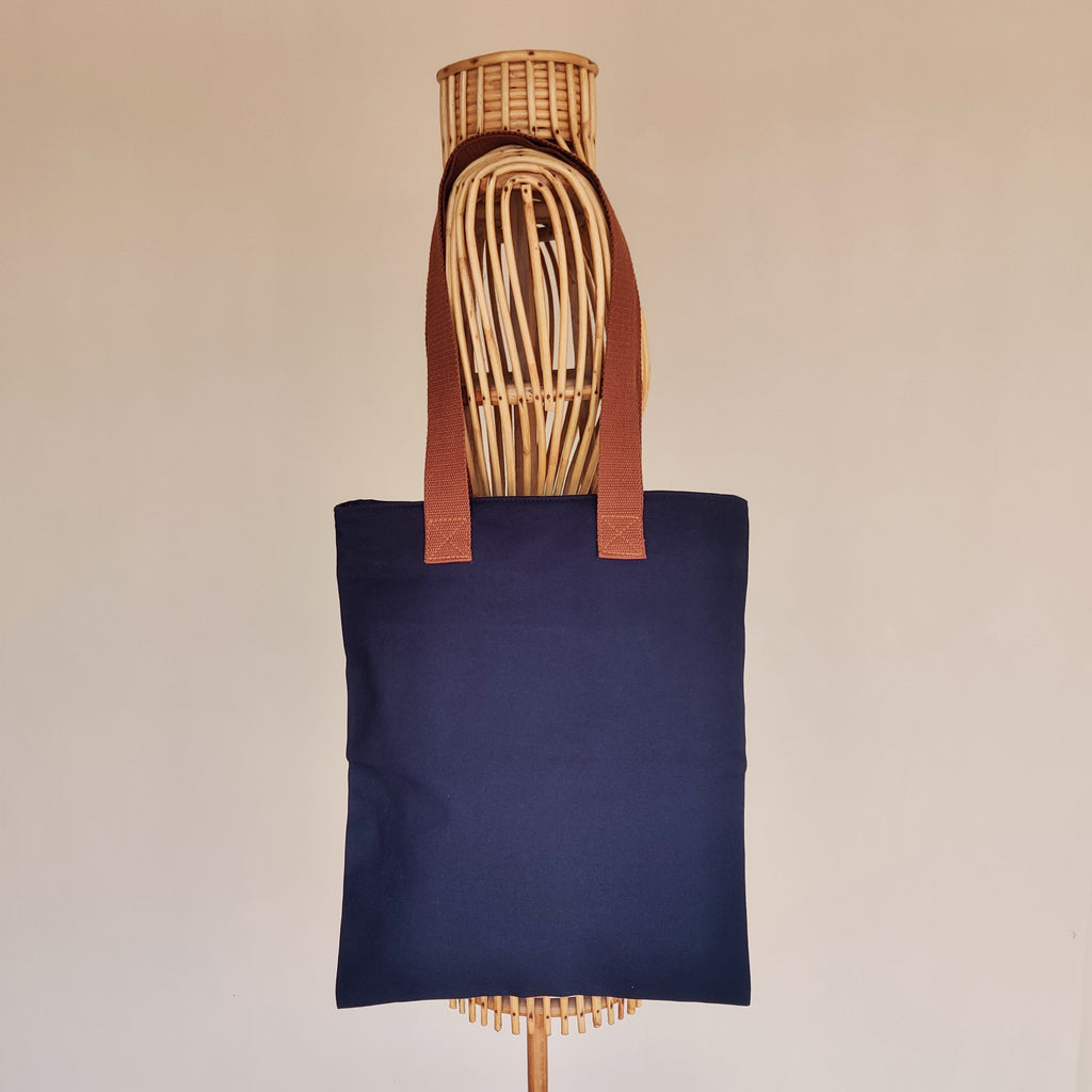 Assam Rhino Navy Blue Canvas Tote Bag - NEST by Arpit Agarwal