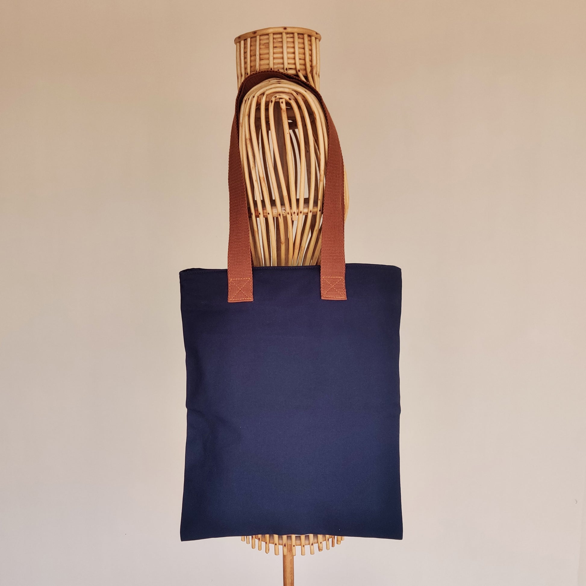 Assam Rhino Navy Blue Canvas Tote Bag - NEST by Arpit Agarwal