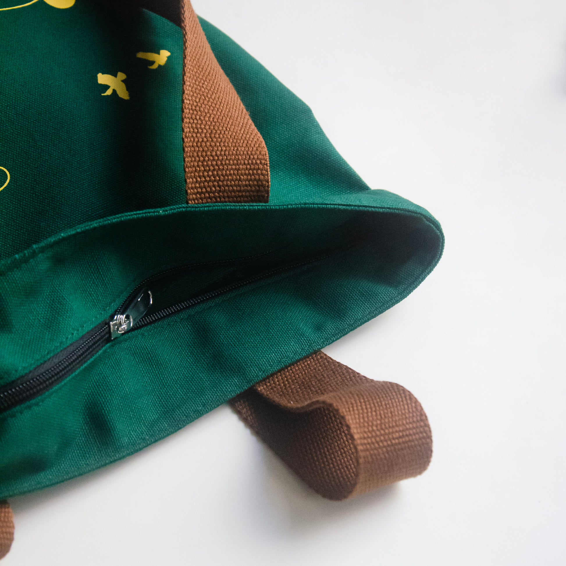 Assam's Kaziranga Forest Green Canvas with Yellow Print Tote Bag