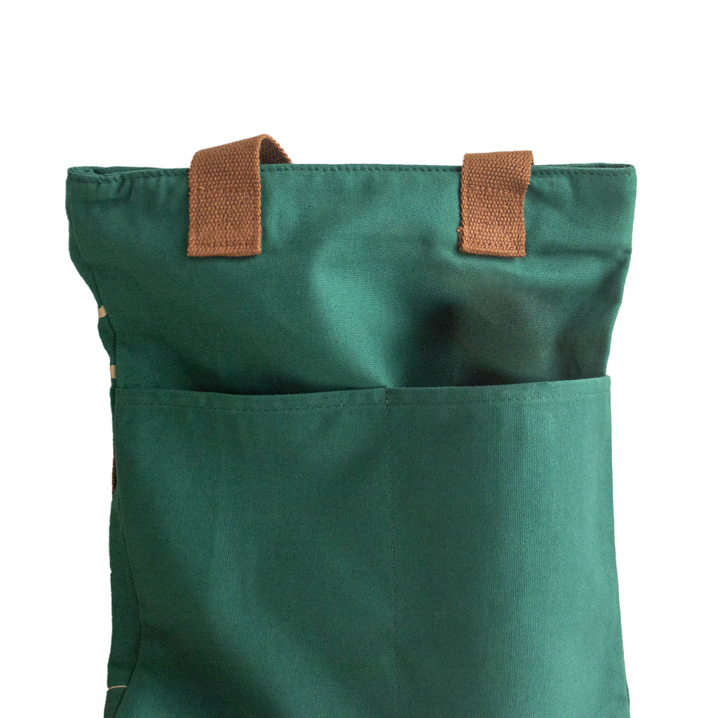 Assam's Kaziranga Forest Green Canvas with Yellow Print Tote Bag