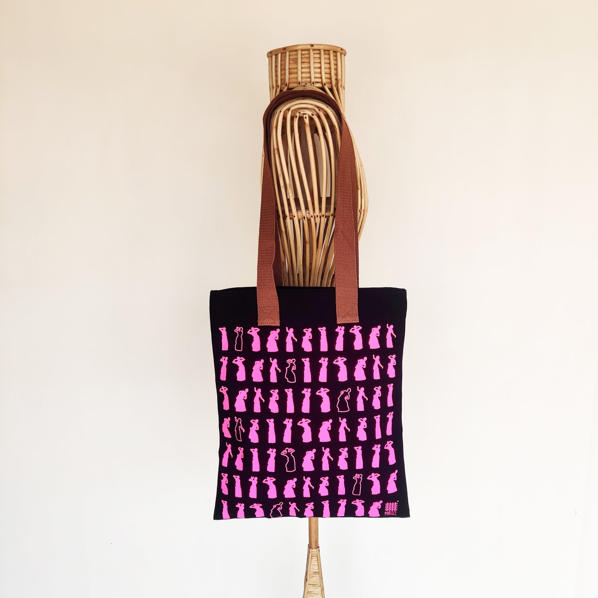 Assam Bihu Black Canvas Tote Bag - NEST by Arpit Agarwal