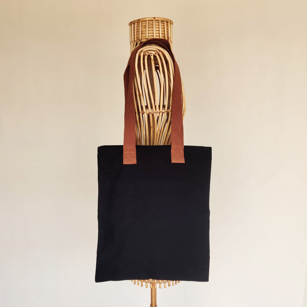 Assam Bihu Canvas Tote Bag & Utility Pouch Combo - Black