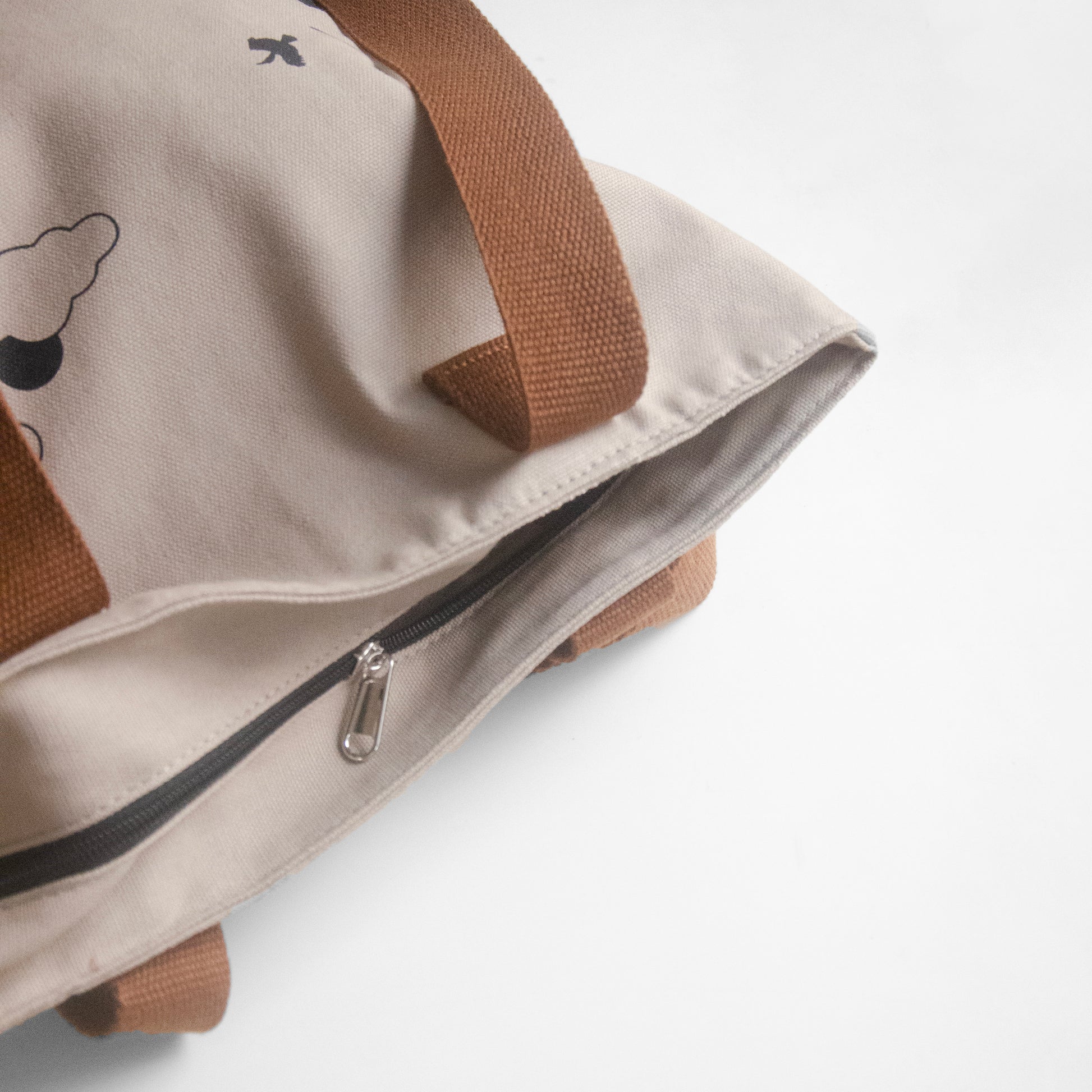 Assam's Kaziranga Light Brown Canvas with Black Print Tote Bag