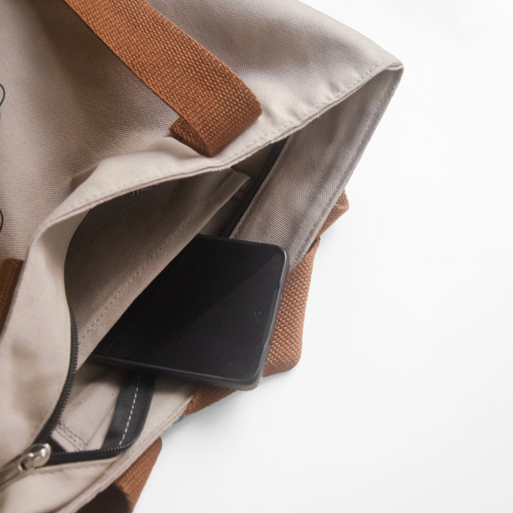 Assam's Kaziranga Light Brown Canvas with Black Print Tote Bag