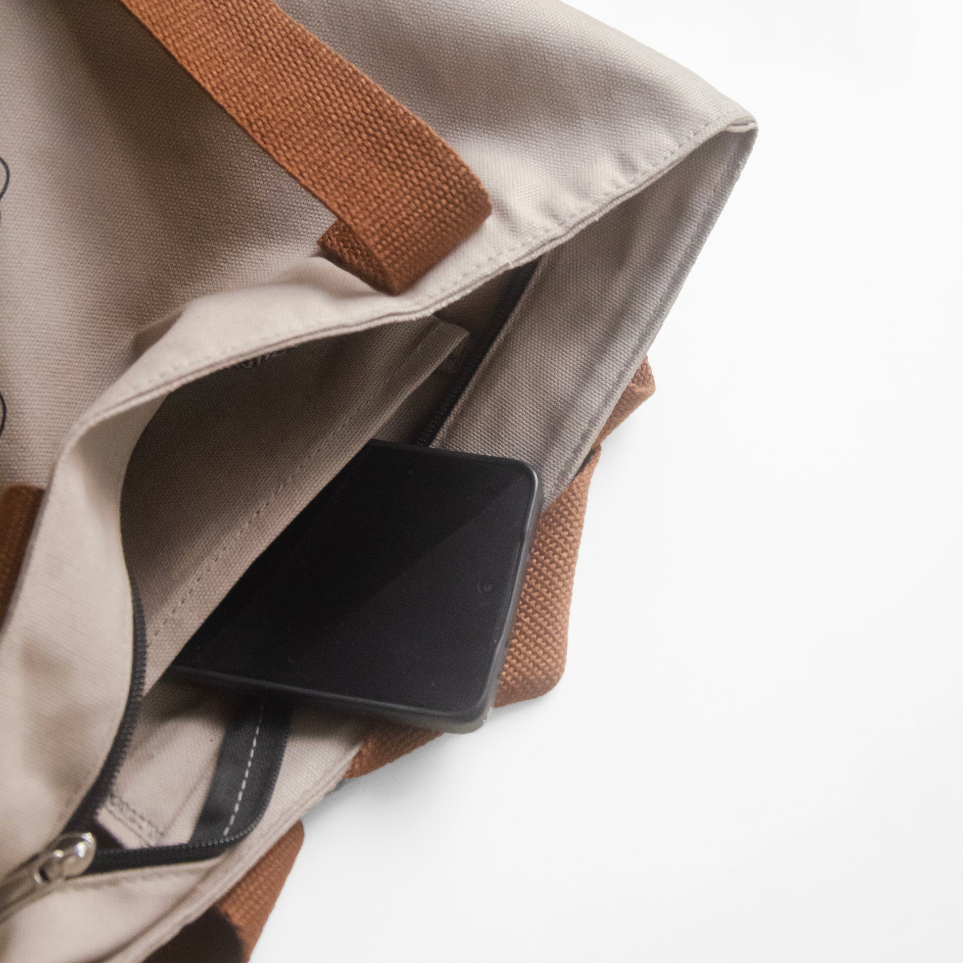 Assam's Kaziranga Light Brown Canvas with Black Print Tote Bag