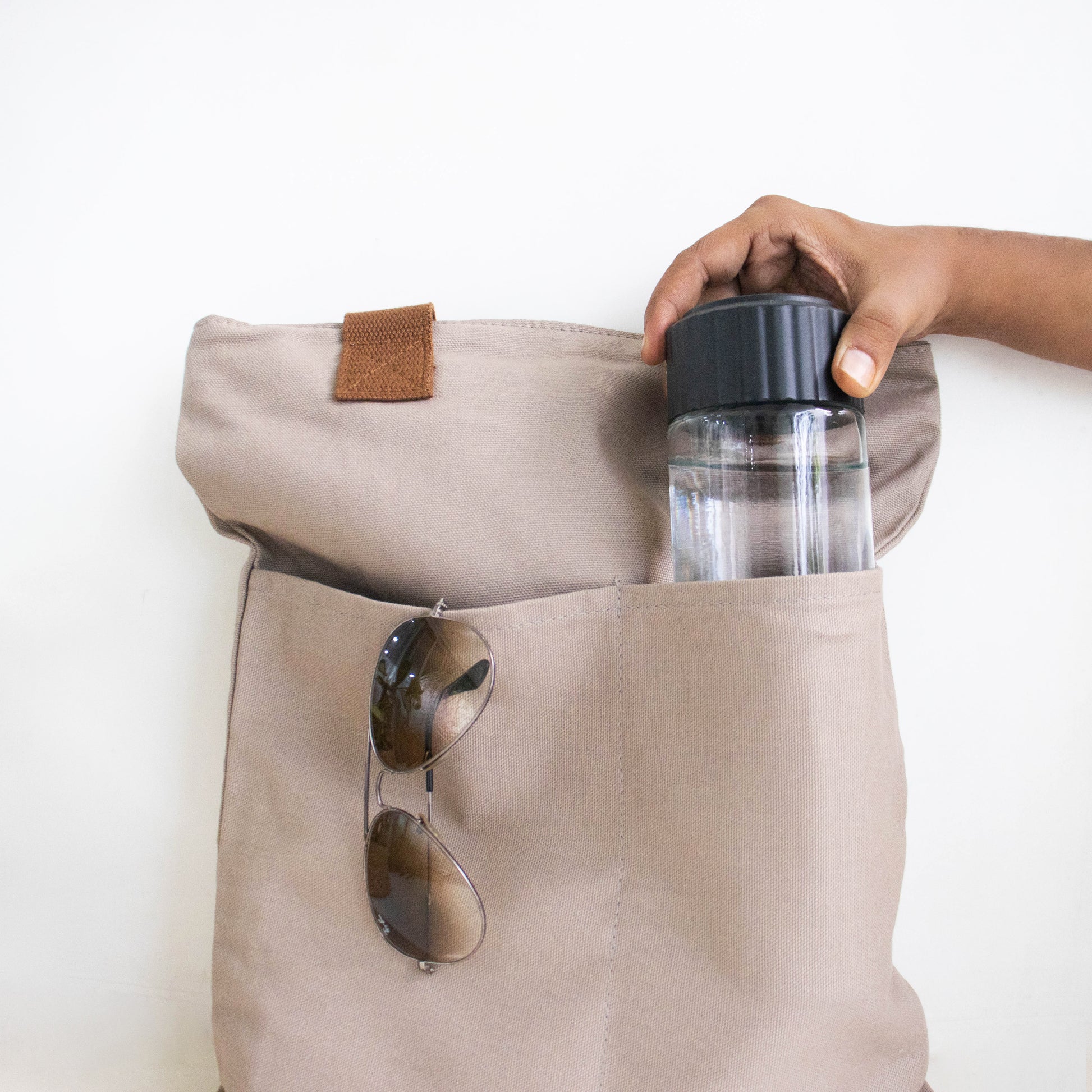 Assam's Kaziranga Light Brown Canvas with Black Print Tote Bag