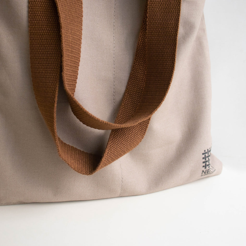 Assam's Kaziranga Light Brown Canvas with Black Print Tote Bag