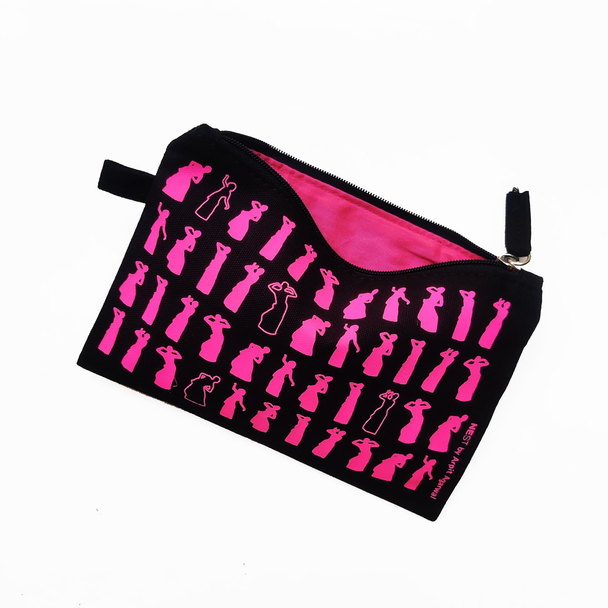 Assam Bihu Canvas Utility Pouch - Black