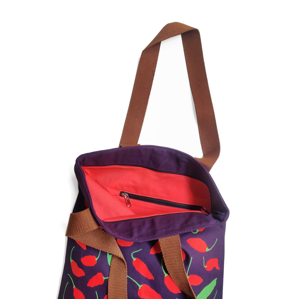 Nagaland Ghost Chilli Purple Canvas Tote Bag