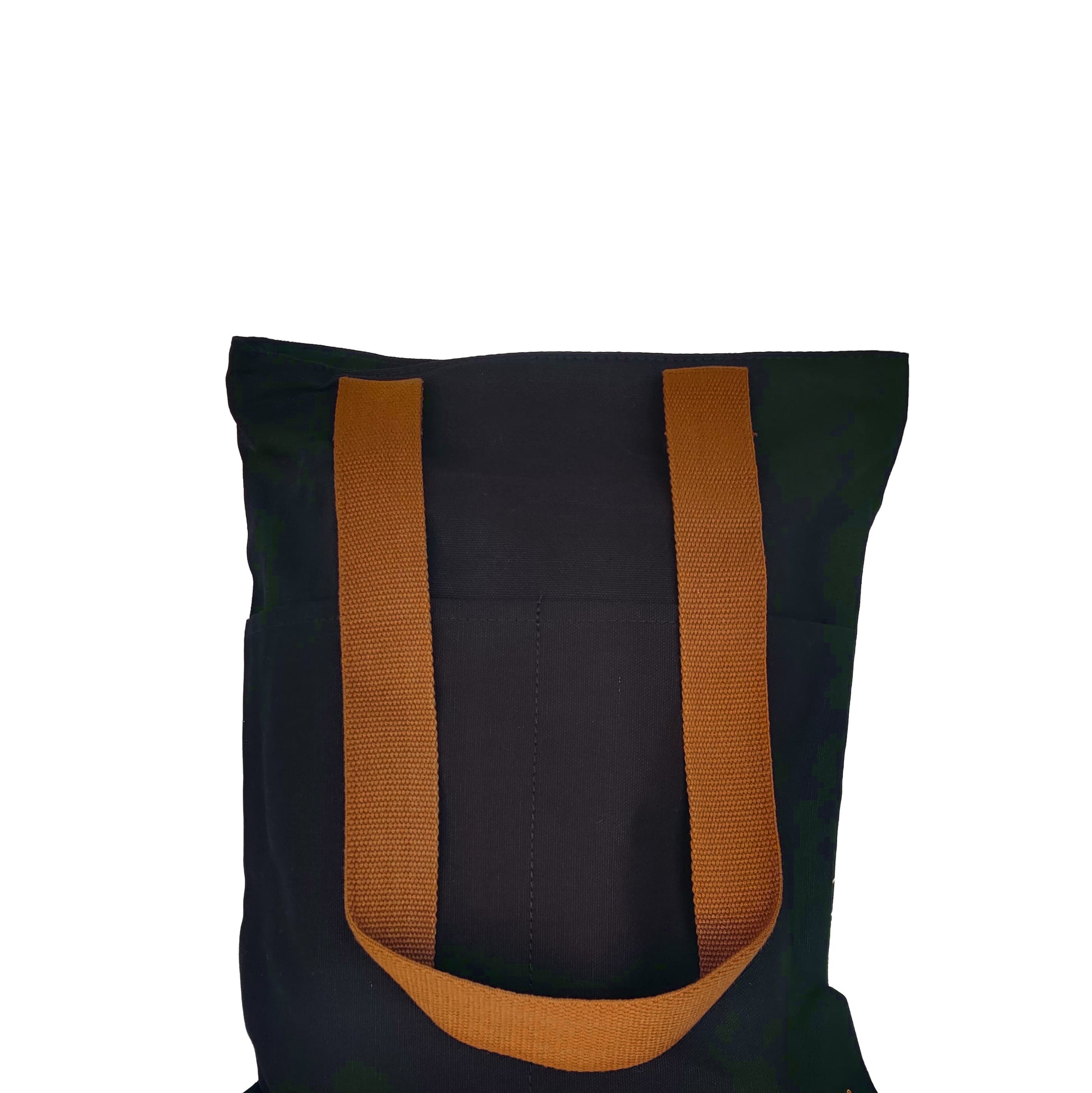 Nagaland's Hornbill Black Canvas with Yellow Print Tote Bag