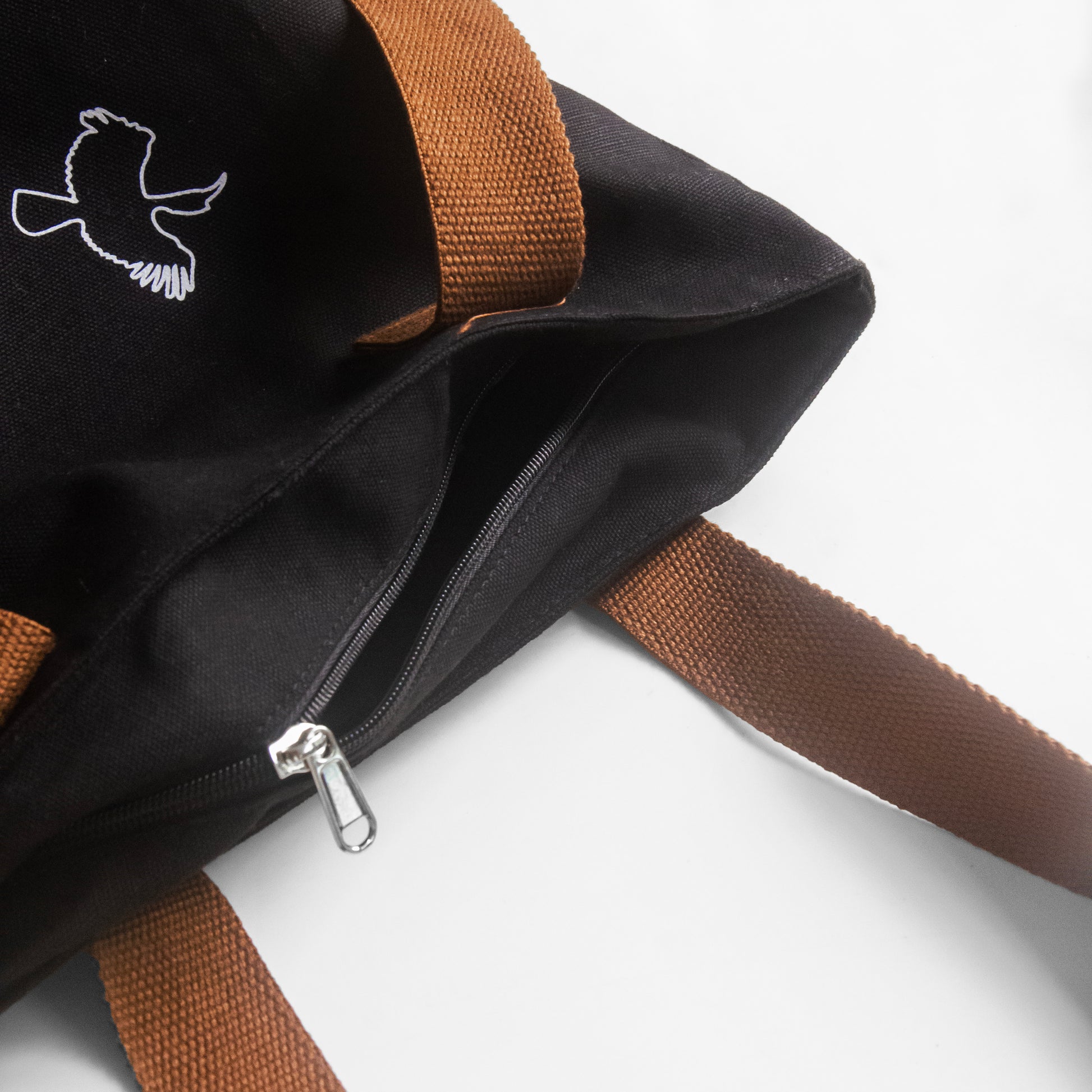 Nagaland's Hornbill Black Canvas with Grey Print Tote Bag