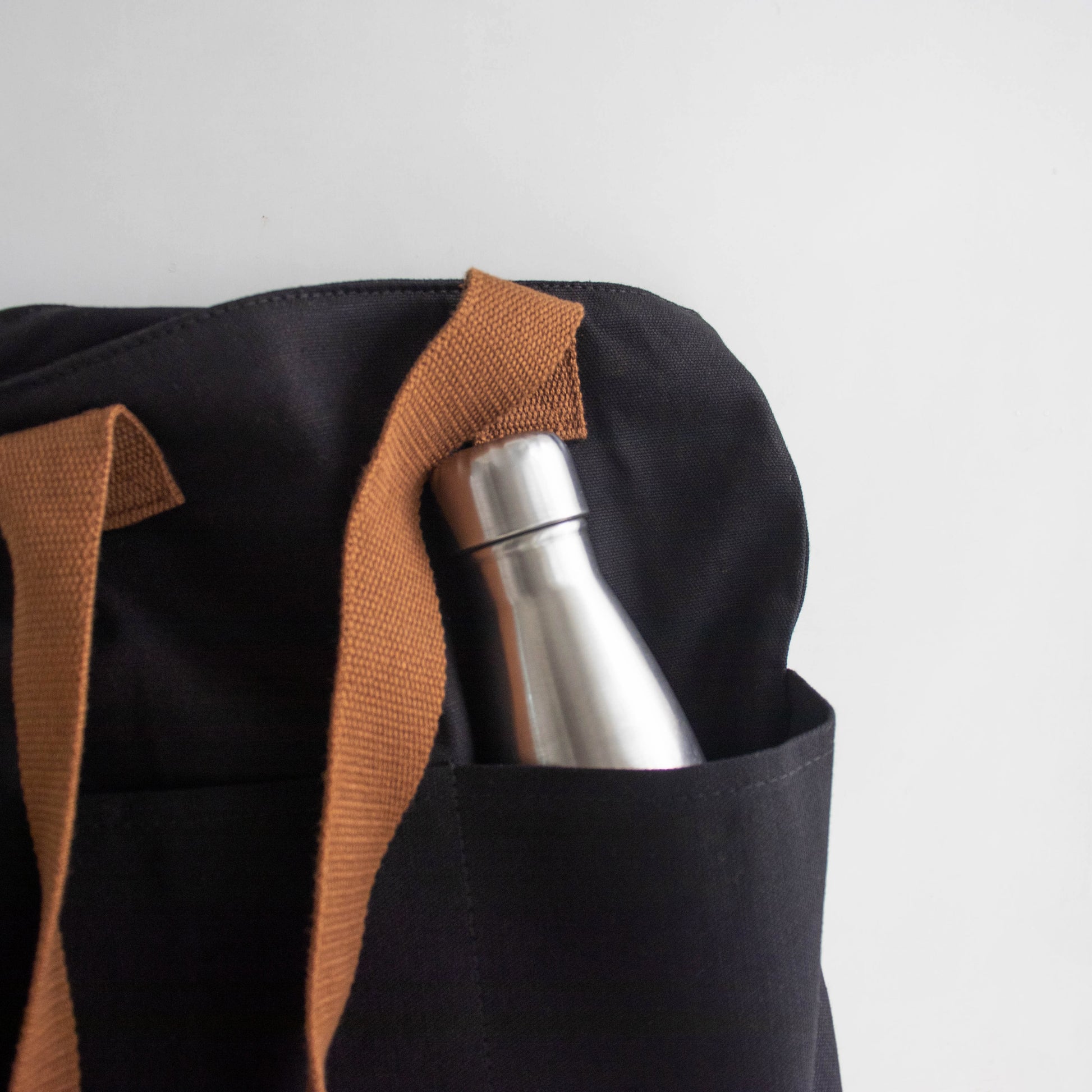 Nagaland's Hornbill Black Canvas with Grey Print Tote Bag