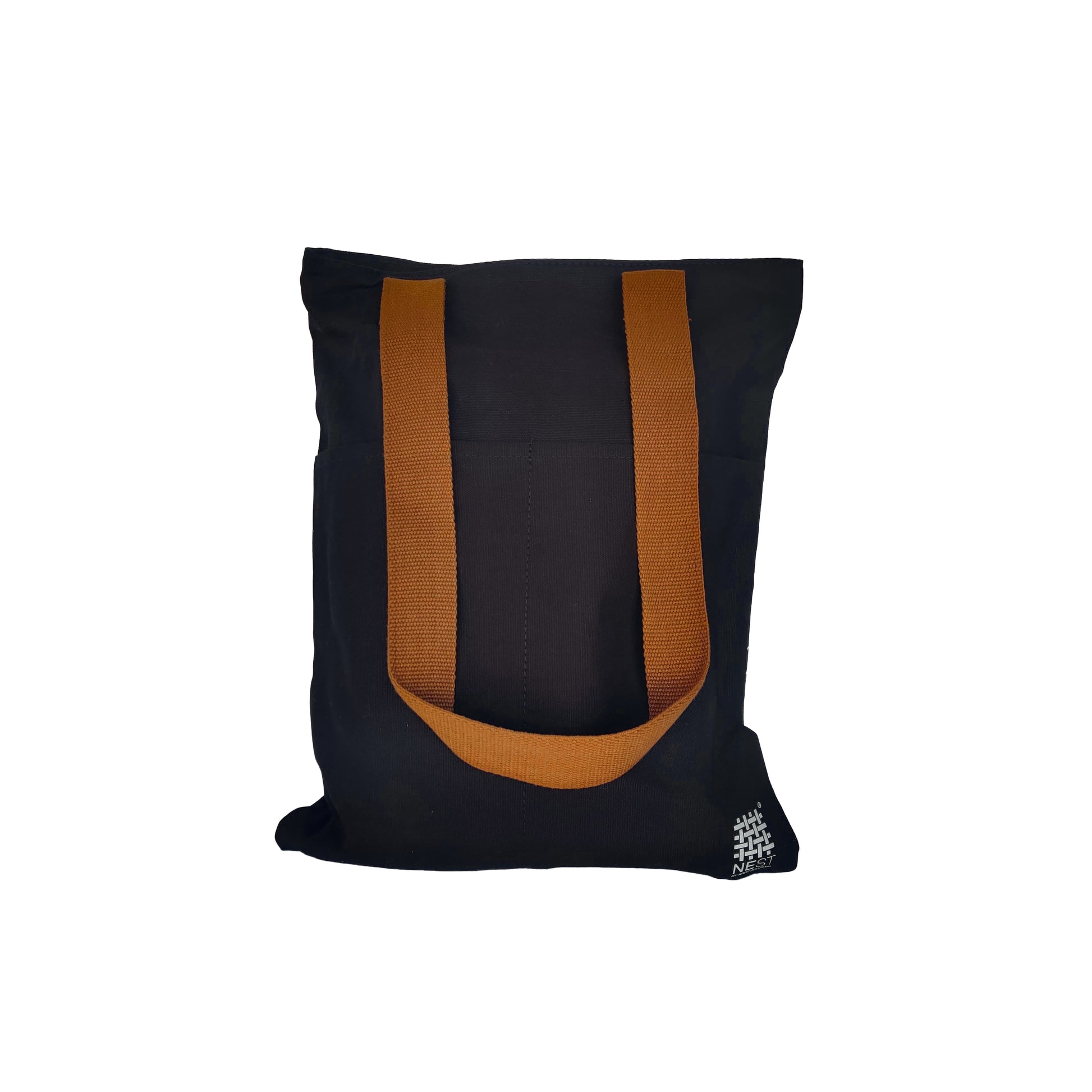 Nagaland's Hornbill Black Canvas with Grey Print Tote Bag