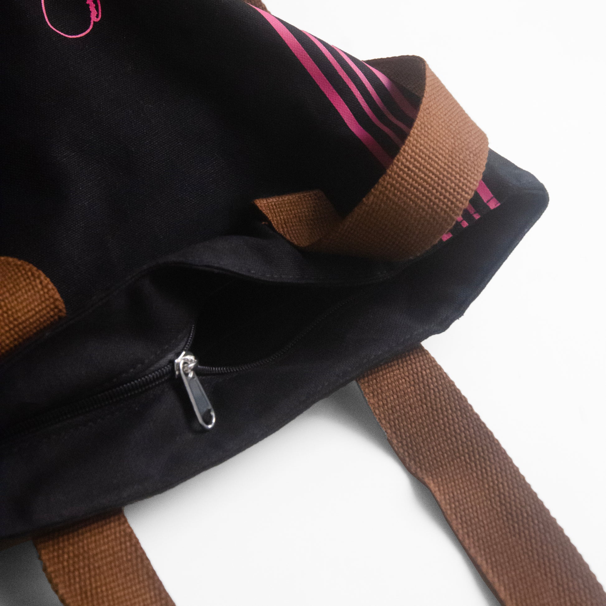 Assam's Iconic Symbols Black Canvas with Pink Print Tote Bag