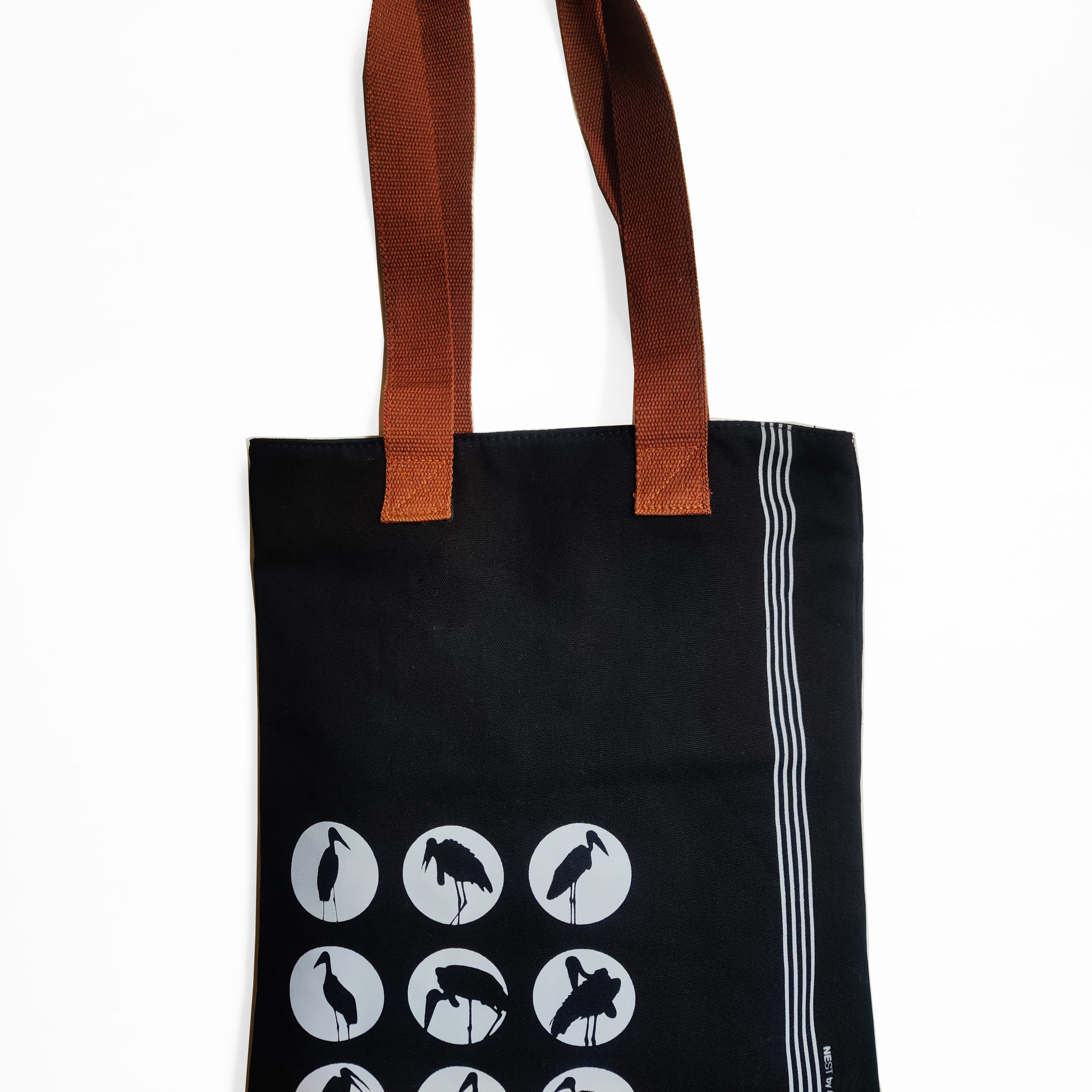 Assam Hargila Black Canvas Tote Bag - NEST by Arpit Agarwal