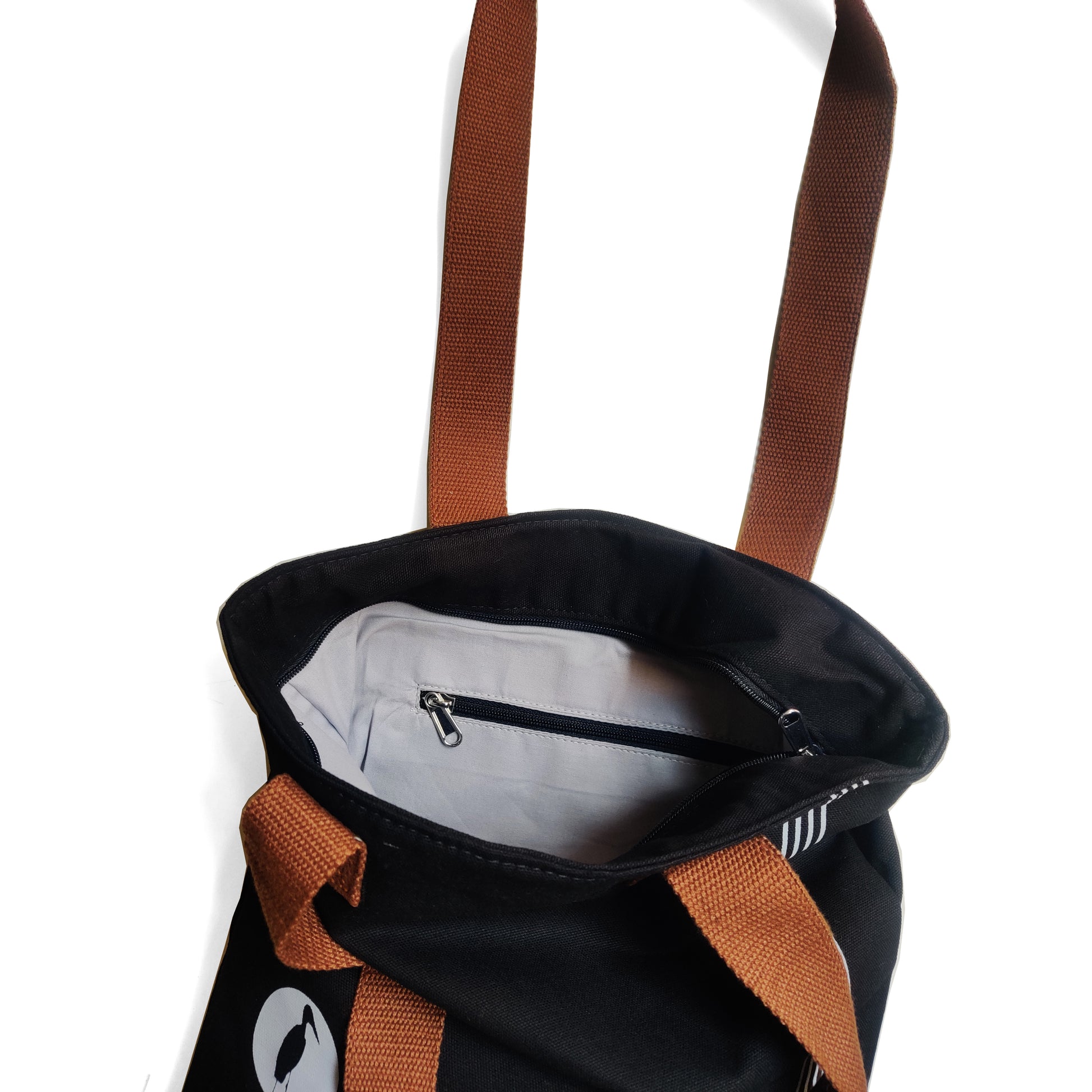 Assam Hargila Black Canvas Tote Bag - NEST by Arpit Agarwal