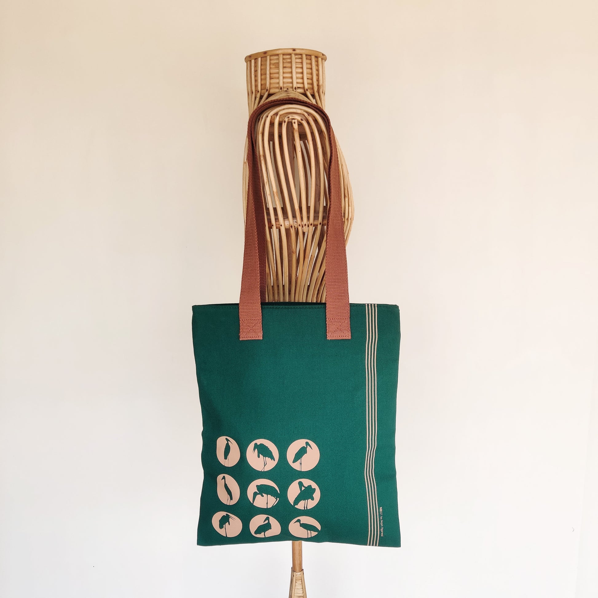 Assam Hargila Green Canvas Tote Bag