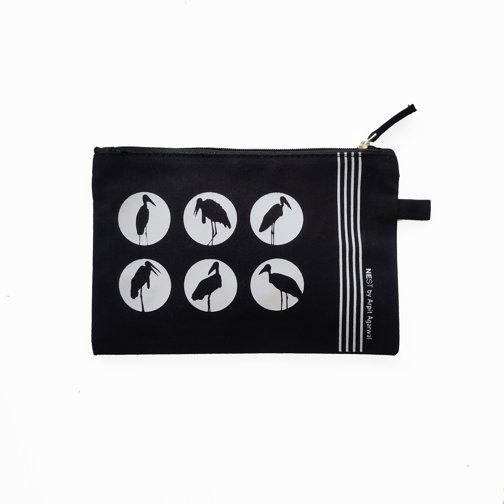 Assam Hargila Canvas Utility Pouch - Black