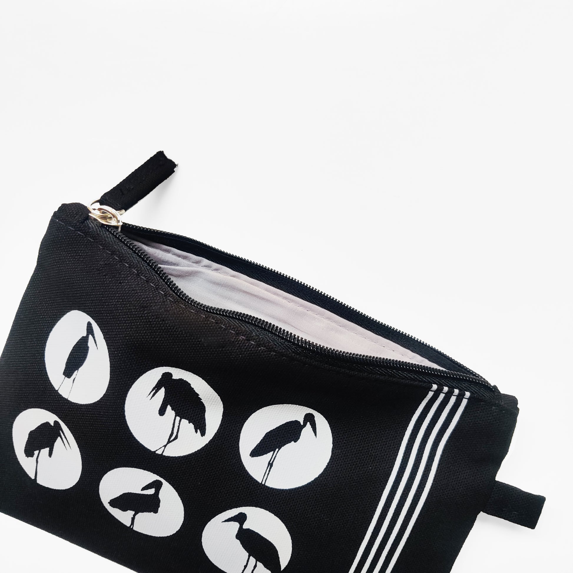 Assam Hargila Canvas Utility Pouch - Black
