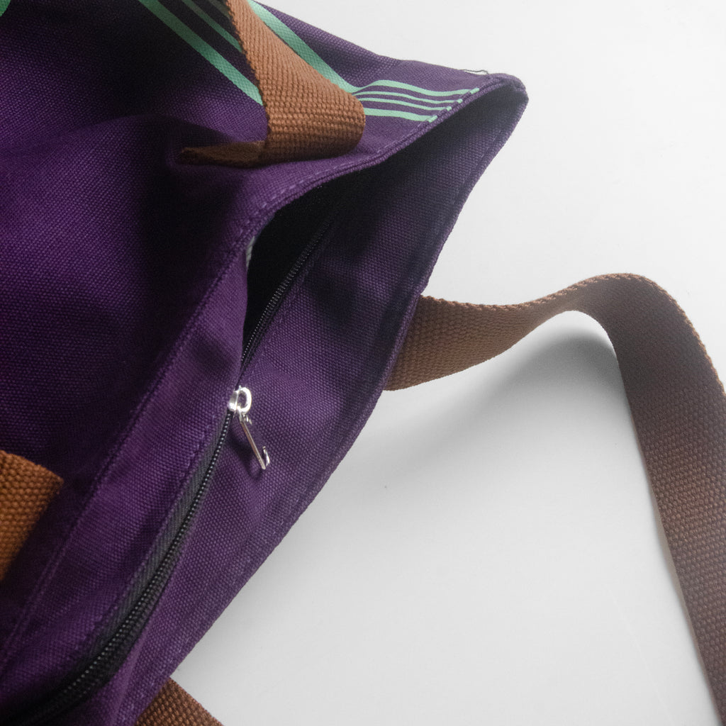 Assam's Iconic Symbols Purple Canvas with Teal Print Tote Bag