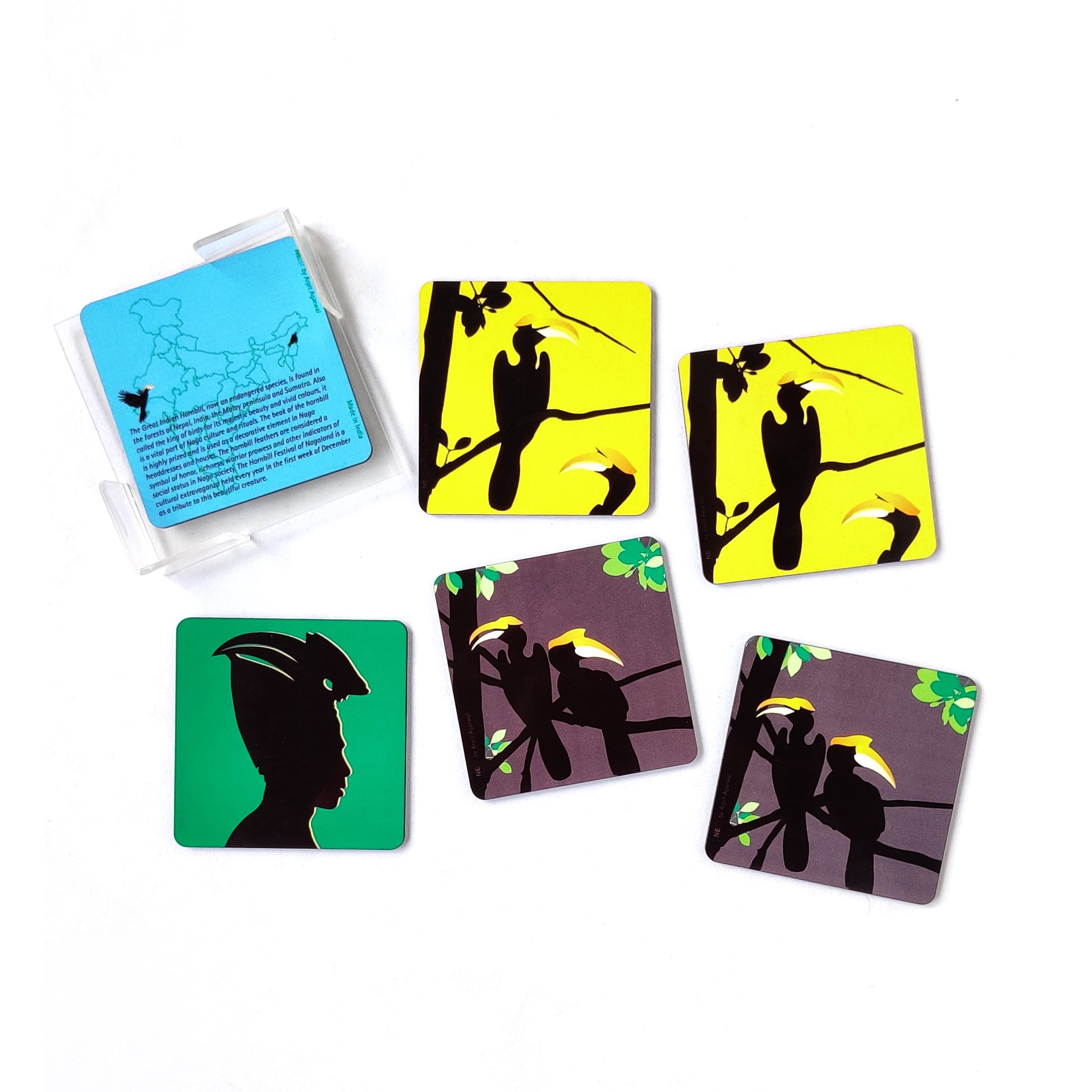 Nagaland Hornbill Coasters - Set of Six - NEST by Arpit Agarwal