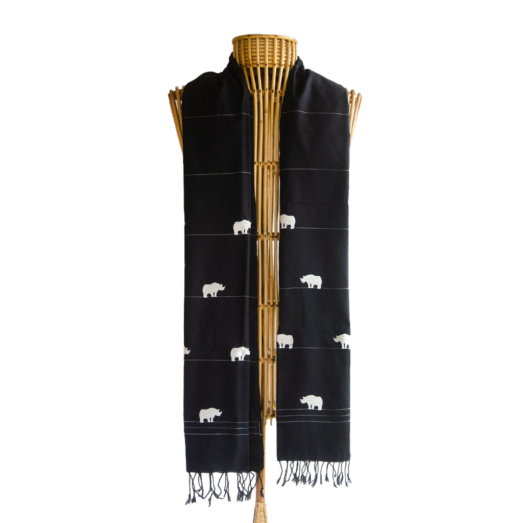 Onyx Black Rhino Pattern Cotton Stole