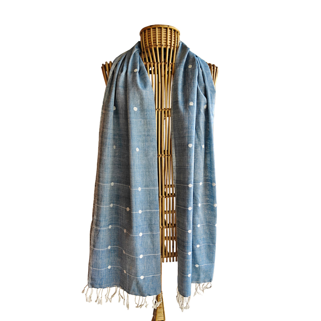 Sky Blue Kamakhya Inspired Cotton Stole - NEST by Arpit Agarwal
