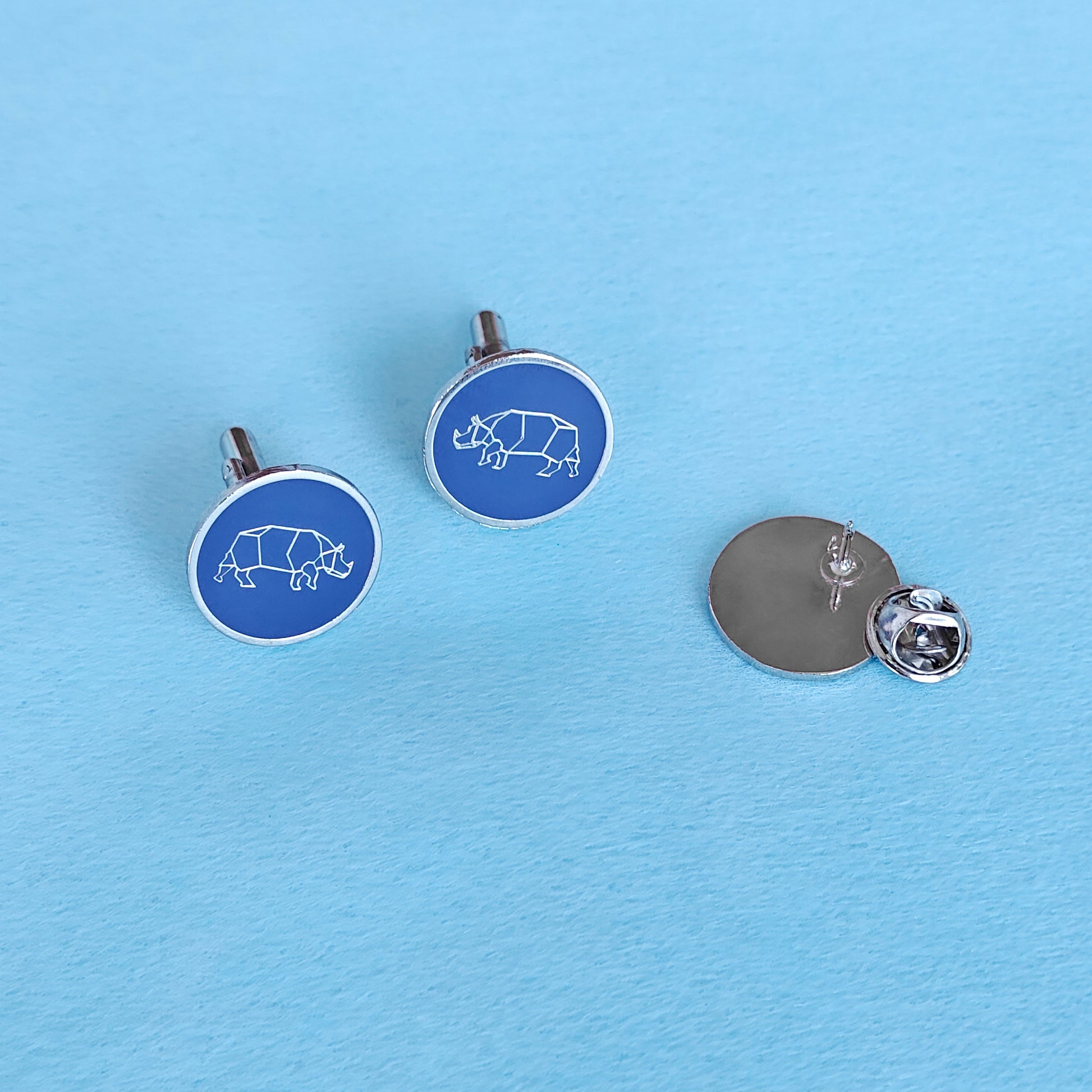 Rhino Cufflinks and Lapel Pin Set - Silver - NEST by Arpit Agarwal