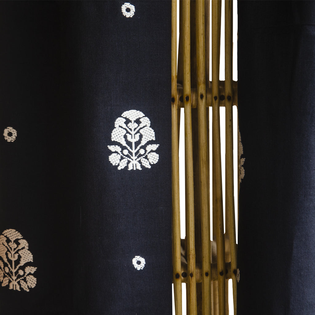 Onyx Black Ranghar Pattern Cotton Stole