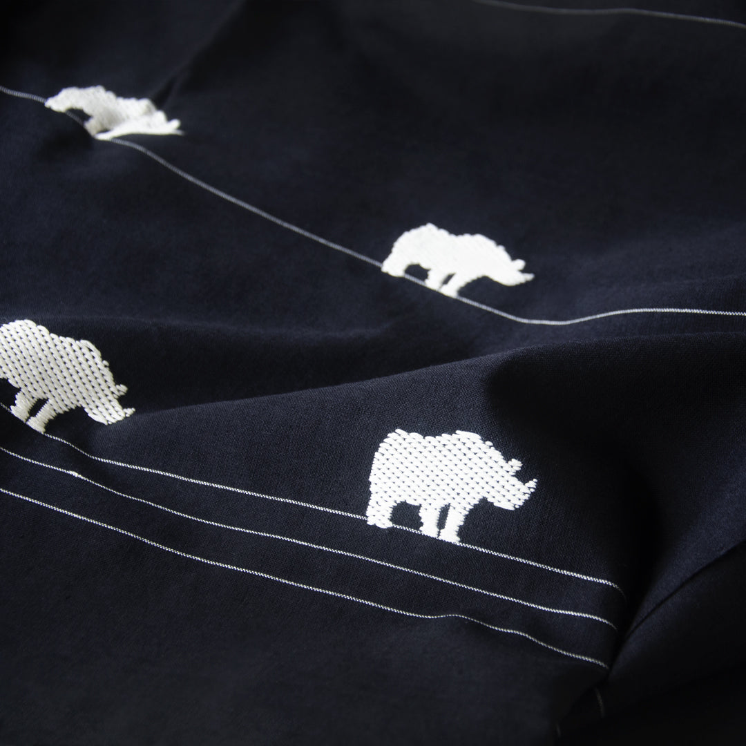 Onyx Black Rhino Pattern Cotton Stole - NEST by Arpit Agarwal