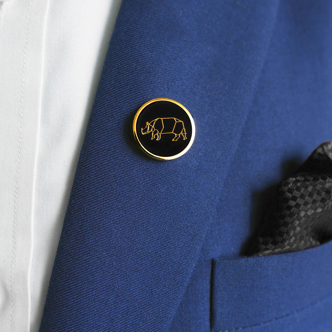 Rhino Cufflinks and Lapel Pin Set - Gold - NEST by Arpit Agarwal