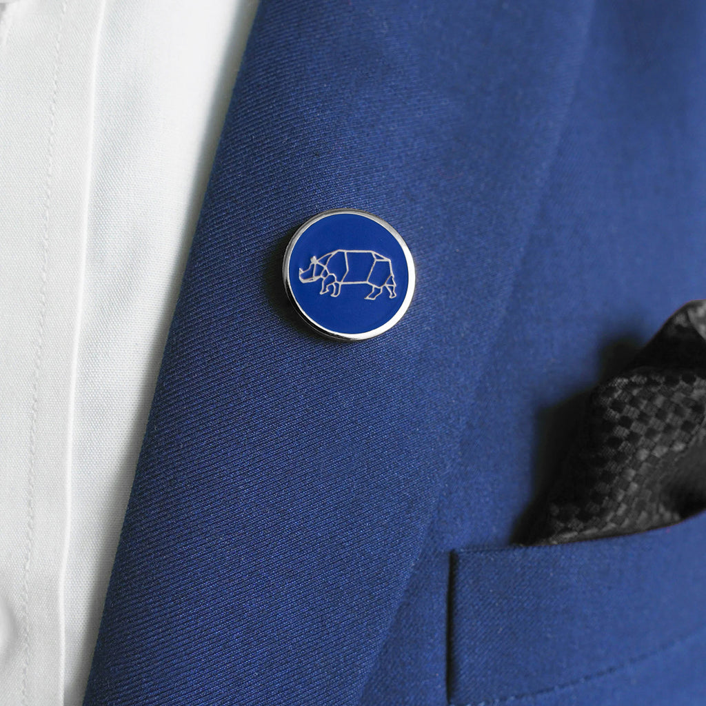 Rhino Cufflinks and Lapel Pin Set - Silver - NEST by Arpit Agarwal