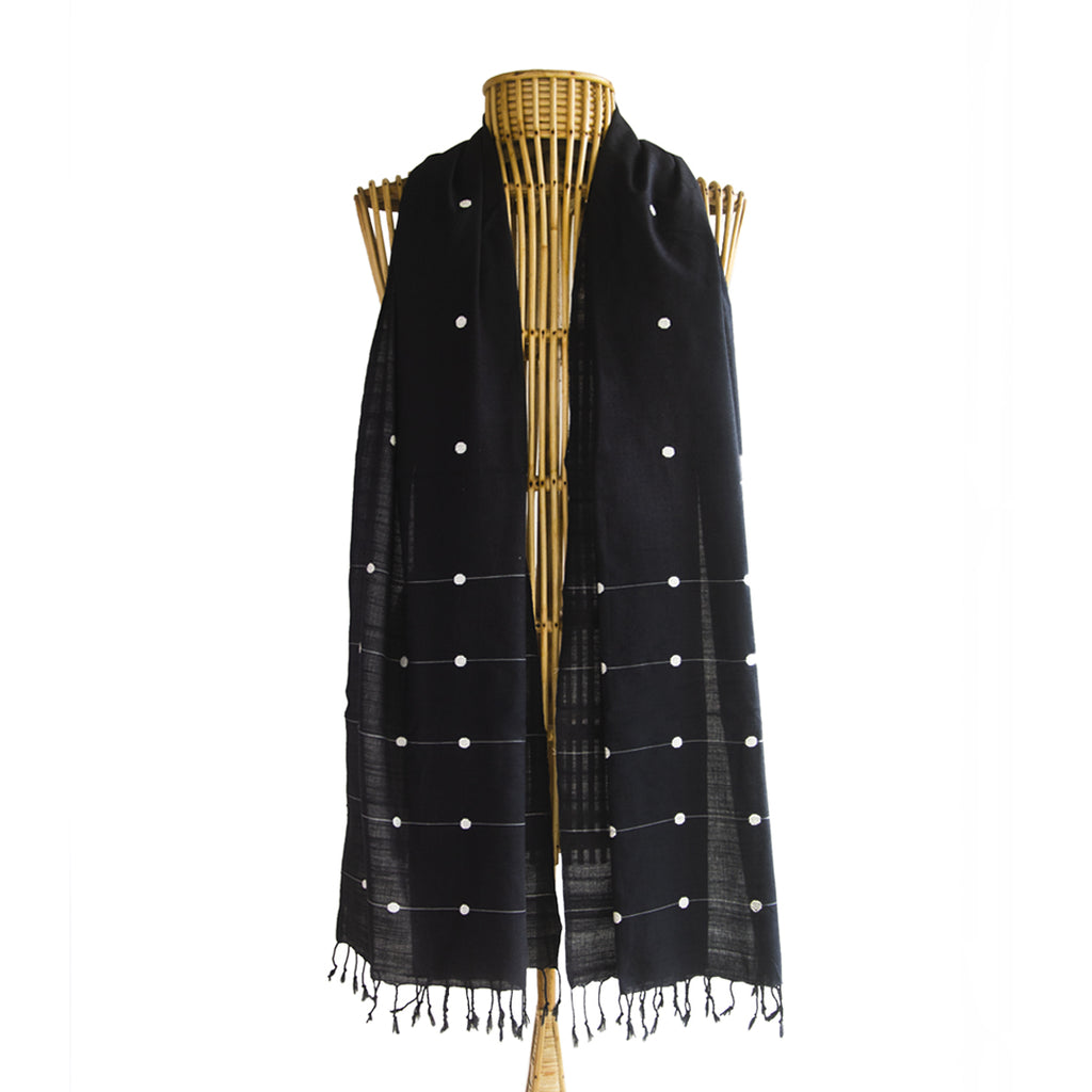 Onyx Black Kamakhya Inspired Cotton Stole