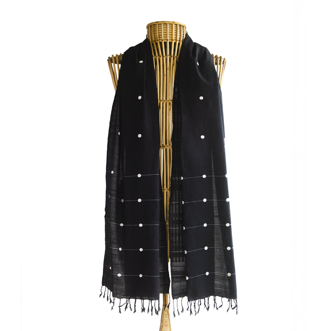 Onyx Black Kamakhya Inspired Cotton Stole - NEST by Arpit Agarwal