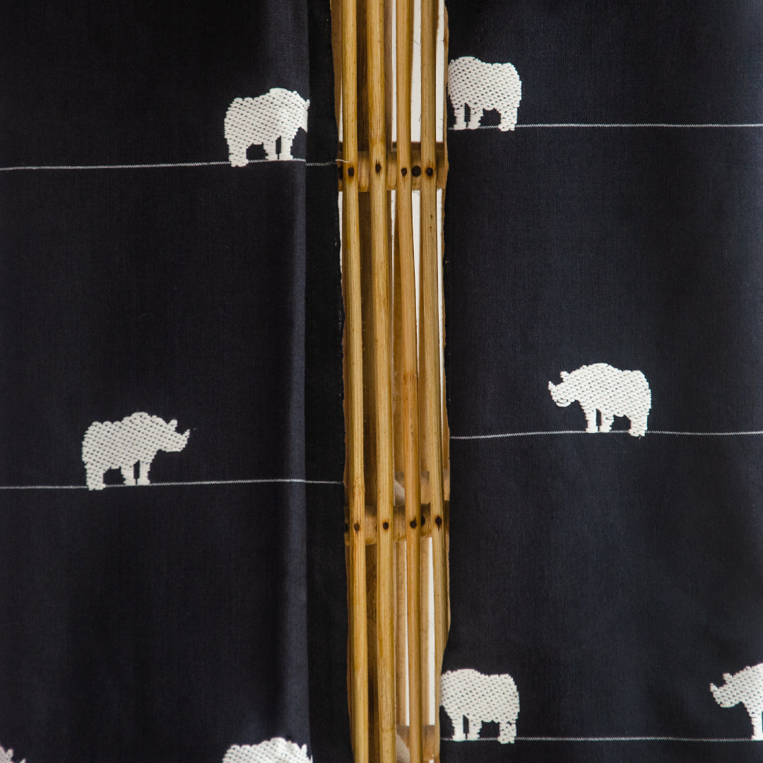 Onyx Black Rhino Pattern Cotton Stole - NEST by Arpit Agarwal