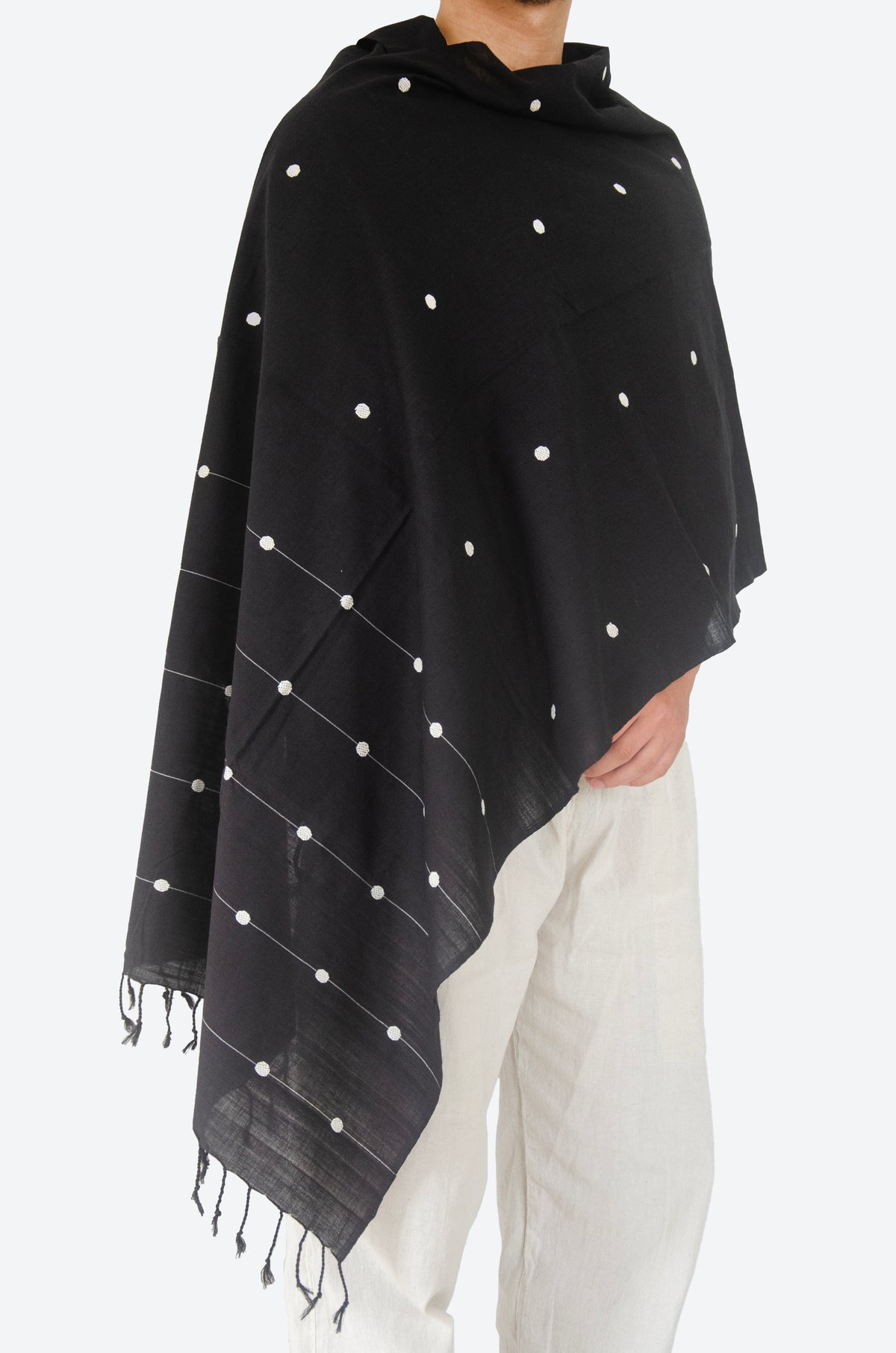 Onyx Black Kamakhya Inspired Cotton Stole - NEST by Arpit Agarwal