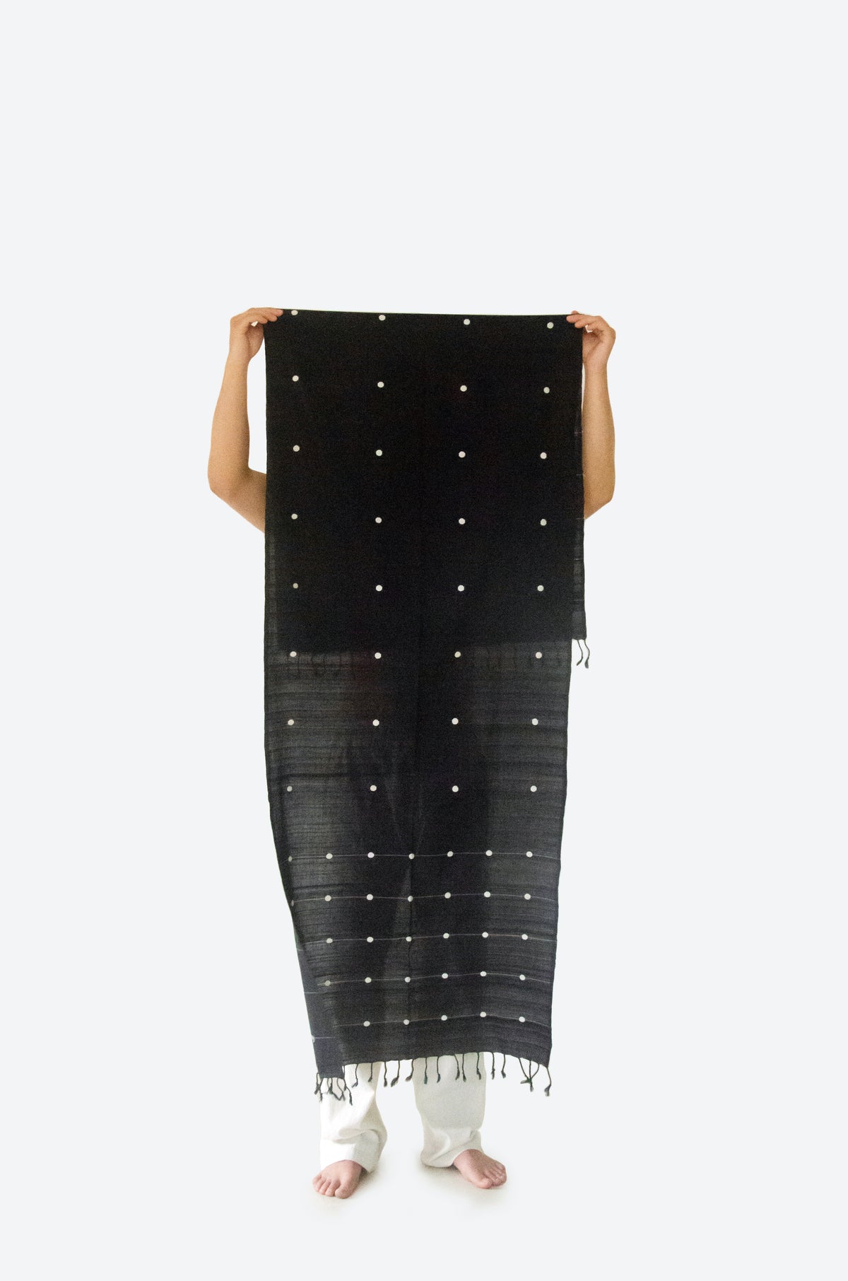 Onyx Black Kamakhya Inspired Cotton Stole - NEST by Arpit Agarwal