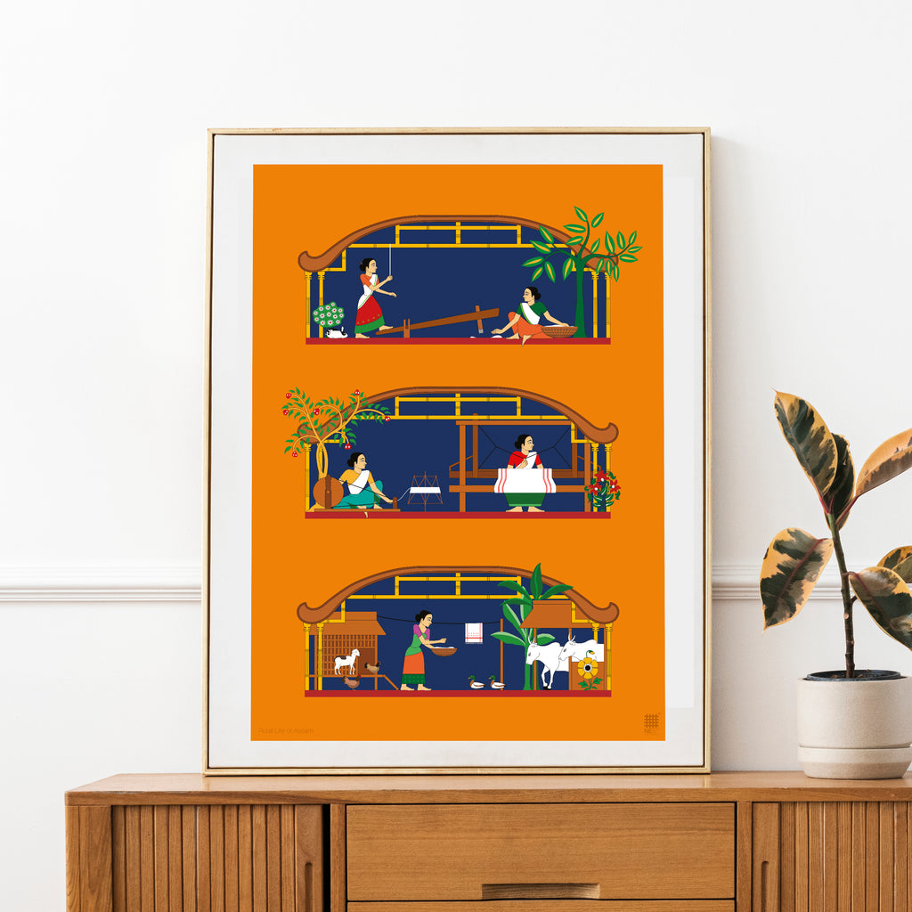 Chitra Katha - Rural Life of Assam - Art Print Only