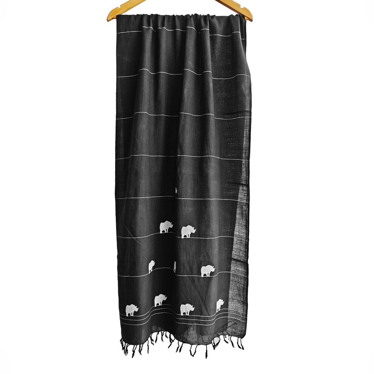 Onyx Black Rhino Pattern Cotton Stole - NEST by Arpit Agarwal