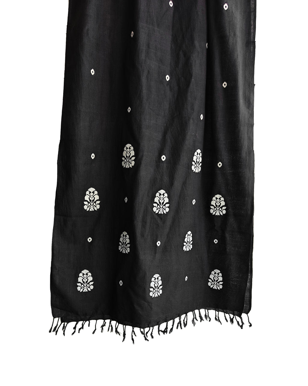 Onyx Black Ranghar Pattern Cotton Stole
