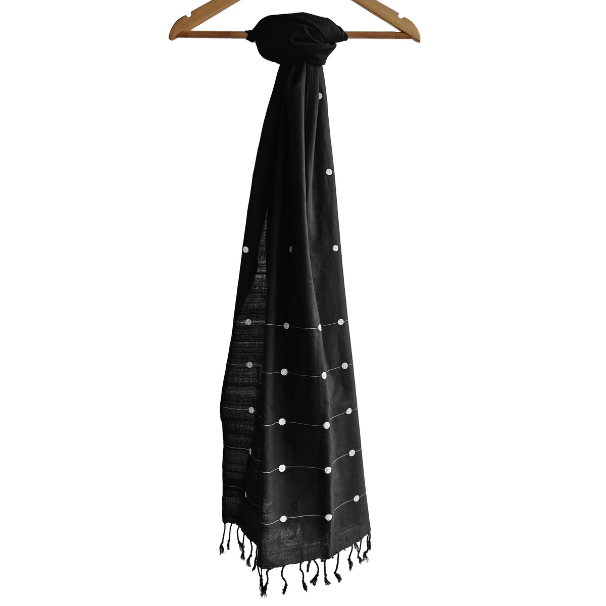 Onyx Black Kamakhya Inspired Cotton Stole - NEST by Arpit Agarwal