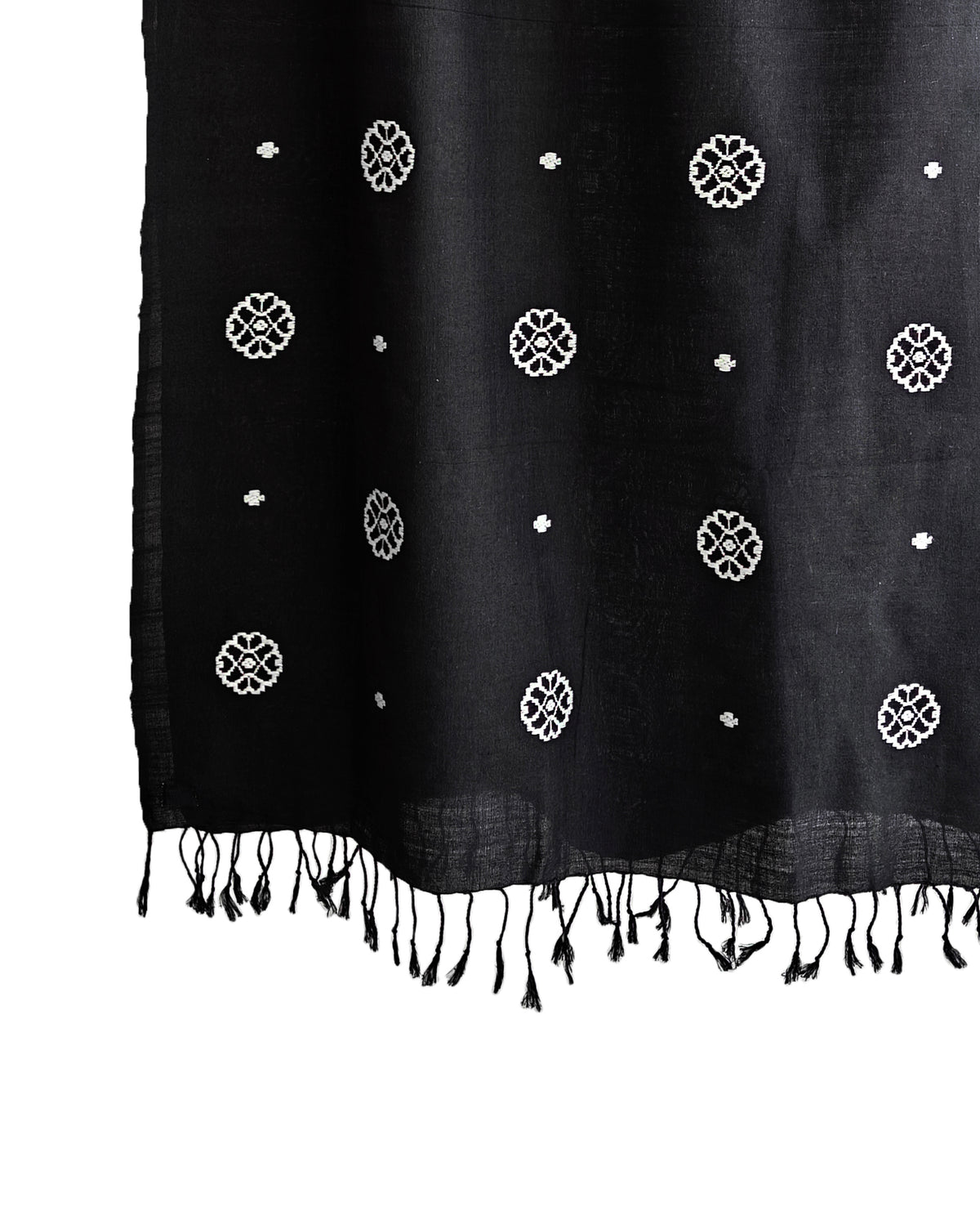 Onyx Black Xopun Pattern Cotton Stole - NEST by Arpit Agarwal