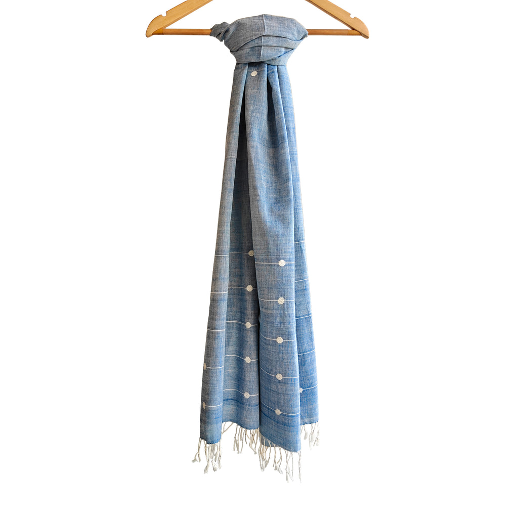 Sky Blue Kamakhya Inspired Cotton Stole - NEST by Arpit Agarwal