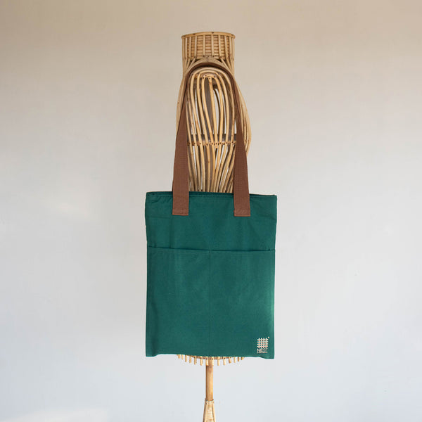 North-East India's Iconic Symbols Forest Green Canvas Tote Bag