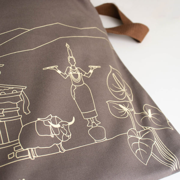 North-East India's Iconic Symbols Grey Canvas Tote Bag