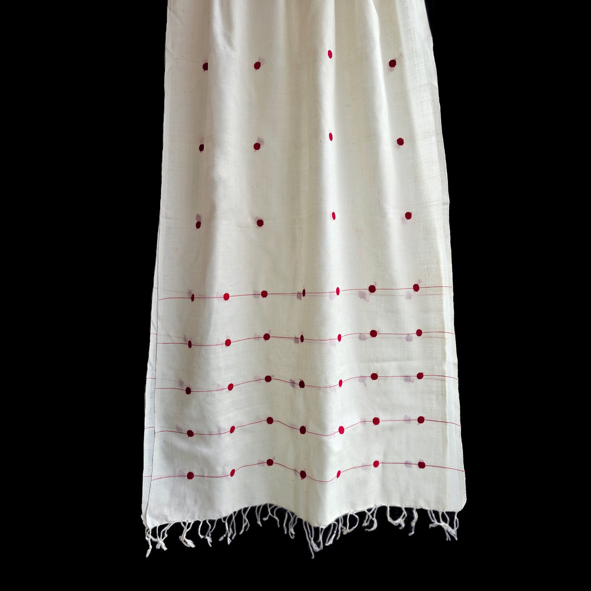 Pearl White Kamakhya Inspired Cotton Stole - NEST by Arpit Agarwal