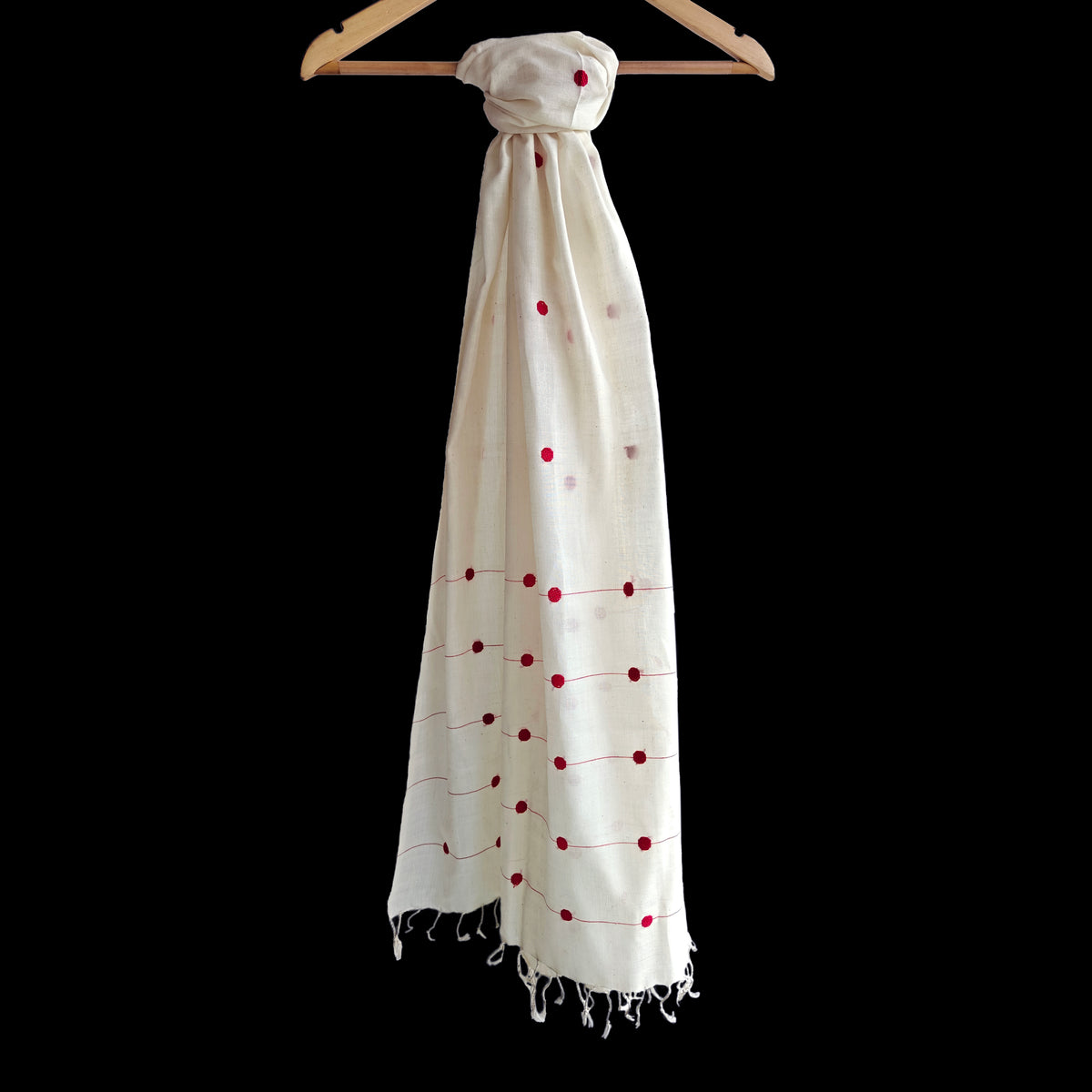 Pearl White Kamakhya Inspired Cotton Stole - NEST by Arpit Agarwal