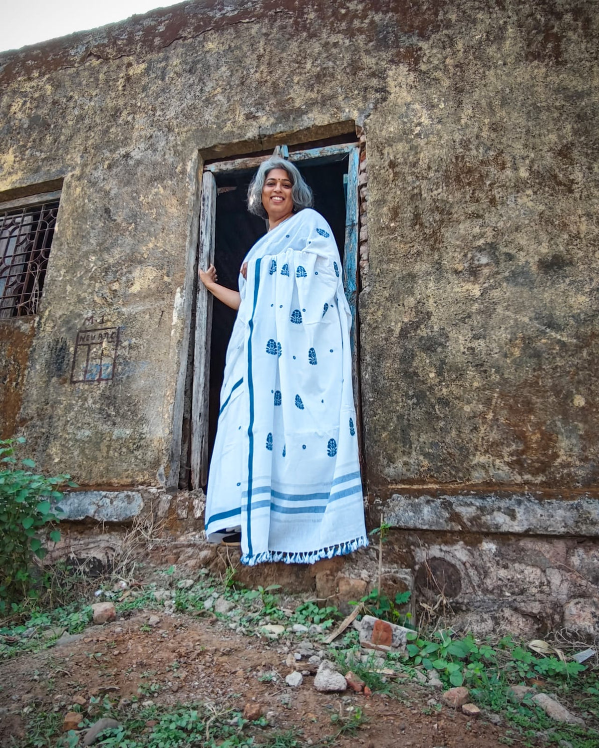 Snow White with Rang Motif Cotton Sari (Copy) - NEST by Arpit Agarwal