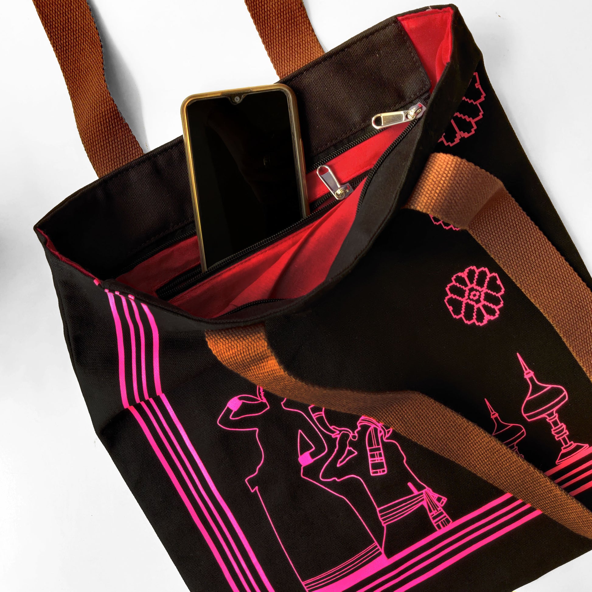 Assam Bihu Black Canvas Tote Bag - NEST by Arpit Agarwal